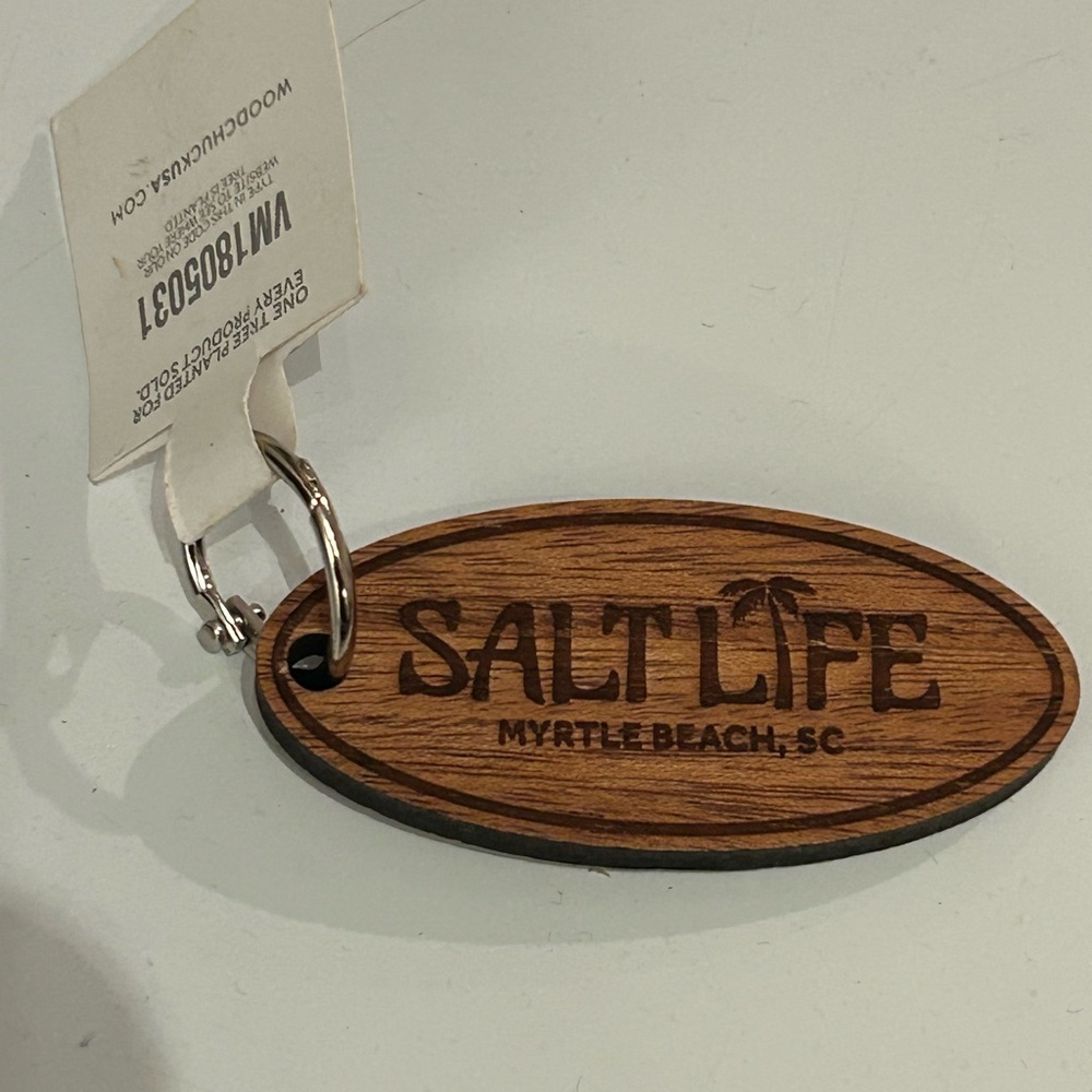 Salt Life Brown Wooden Keychain